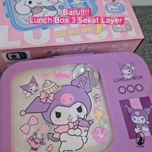 Lunch Box Stainless Anak Sekat Kotak Makan Karakter Kuromi MyMelody Cinnamoroll Anti tumpah