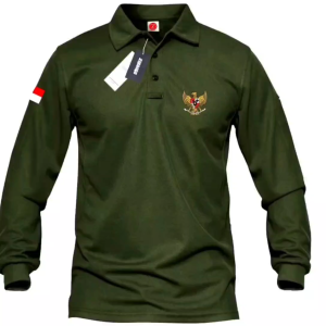Polo Panjang Distro Logo Garuda + Bendera Ditangan / Kaos Kerah Seragam Garuda / Polo Panjang Distro / COD