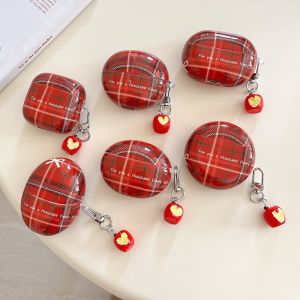 Red Plaid Huawei Freebuds5 Protective Case Wireless Bluetooth Earphone Shell Soft Silicon TPU Compatible with Apple And Huawei