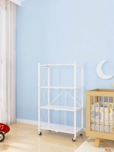 Folding storage rack movable storage rack all metal storage rack kitchen rack 3 / 4 / 5 layers