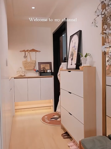 Flip-Top Shoe Cabinet Large Capacity Living Room Home Multi-Layer Shoe Rack All-Wood Simple Solid Entrance Cabinet Shoe Rack