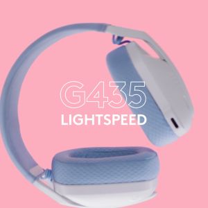 Logitech G435 LIGHTSPEED Ultra-Light Bluetooth USB 2.0 Rechargeable Wireless Over Ear Gaming Headset Black White Blue