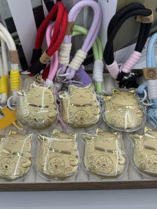 New Arrival Lucky Cat Keychain Pendant Mobile Phone Chain Bag Accessory Gold 999 Keychain Creative Gift Cute Style