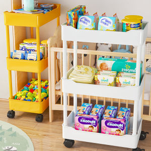 Premium 3/4 Tier Multifunction Storage Rack Storage Trolley With Swivel Wheel Office Shelves Home Kitchen Rack Toys Rak Movable cart  ﻿Organizer