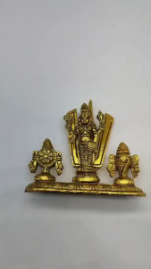 Traditional Metal Sangu Chakra Namam Idol Lord Tirupati Balaji Shanku Chakram Namam Stand Statue | Home Decor | Decorative Gifts (Size - Height - 9 cm | Width - 9.5 cm | Weight - 91g)