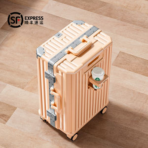 กระเป๋าเดินทางโครงอะลูมิเนียม หนาขึ้น สำหรับการเดินทางและการเช็คอินพร้อมล้ออเนกประสงค์ป้องกันด้วยรหัสผ่านล็อคแบบรวม