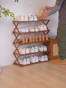 Bamboo Shoe Rack 3/4/5/6Layers Brown Organizer Wooden Storage Shelves Stand Shelf Space Saving Rack