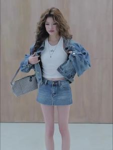 MIUCO | Bộ Đồ Denim Xanh Thời Trang Hàn Quốc Không Già
