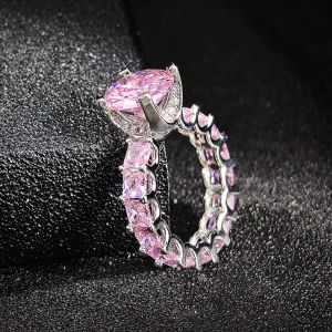 NEW Design Silver Pink Color Designer Fashion Luxury Wedding Ring Engagement Finger Ring Wholesale Jewelry R4366b