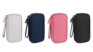 เคสแบตสำรอง กระเป๋าจัดระเบียบอุปกรณ์มือถือ สายชาร์จ USB หูฟัง กระเป๋าเก็บPower bank กระเป๋าอเนกประสงค์ สองชั้น สีดำ สีเทา