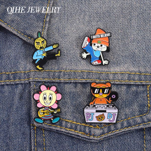 Music Rhythm Game Badge Enamel Pins I Gotta Believe! Parappa and PJ Berri Game Role Brooch Lapel Badge Funny Jewelry Accessories