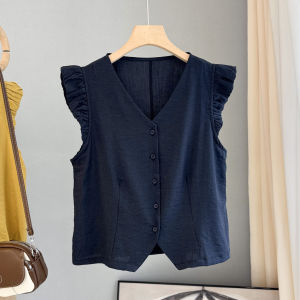 LIYANGANG | Flutter Sleeve V-Neck Womens Top Casual Light Summer New Design