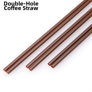 Heat Resistant Dual Holes Beverage Drinking Stirring Straws