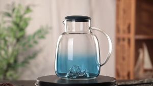Teko Kaca Tahan Panas Pitcher Teh Jus Borosilicate Glass Dengan 2 Cup Satu set