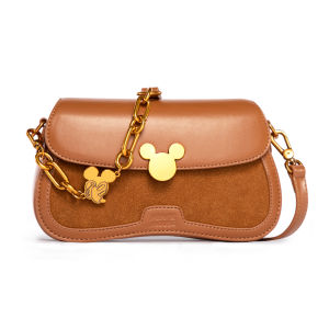 Disney Mickey Shoulder Peach Shape Bag Retro Classic Buckle Design Compact Large Capacity For Women Girl