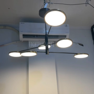 Lampu gantung led panjang 120cm flexible atur arah minimalis modern hitam + gold hias ruang tamu warm white pendant light