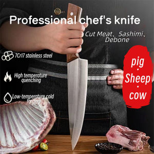 Japanese Knife Steel Handmade Forged Cleaver Cutter Kitchen Knife Chef knife Sashimi Knife Japanese Meat Knife Mongolian Knife Heavy Duty Japan Made Kitchen Knifes Stainless Set Solid Wood Handle Knife Cooking Knives Chopper