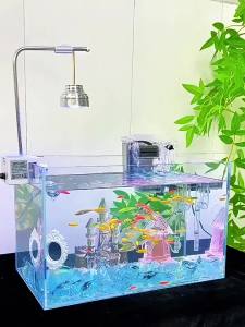 portableInteractive Betta Training Mirror with Retro Mini Engraving for Playful Fish Engagement