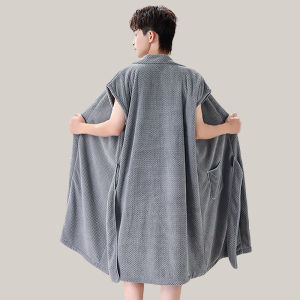 plus Size Bathrobe Style Wrap Towel for Women Home Use Winter Thickened Anti-Bacterial Coral Fleece All Seasons Universal Size