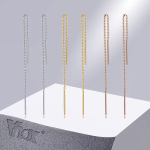 Vnox Delicate Japan Korean Long Tassel Linear Chain Earrings for Women Stainless Steel Ear Line Threader Dangle Earring