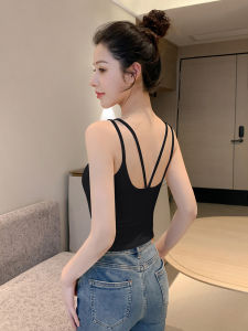 Black Strapless Cotton Vest Womens Summer Backless Bra Integrated Short Style Cat Me Underwear Top Inner And Outer Wear