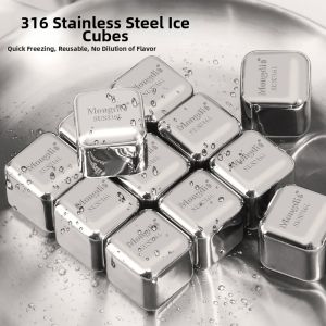 MONGDIO | Food Grade Stainless Steel Metal Ice Cubes Wine Stones