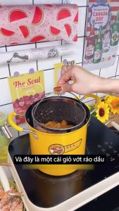 Nồi chiên ngập dầu DUCKS CAN FLY dày dặn chống dính chảo chiên rán sâu lòng kèm lưới lọc dùng được bếp từ