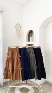 LOLI SKIRT - FLOTTILICIOUS / Rok Bawahan Wanita Linen Polos & Serul Tali Pita / Fashion Outfit Korean Style