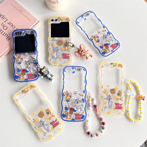 Samsung ZFlip7/6/5/4/3 Silicone Phone Case Foldable Screen Anti-Fall Soft Shell Creative Cartoon Cat And Mouse Design Cute Flip Cover