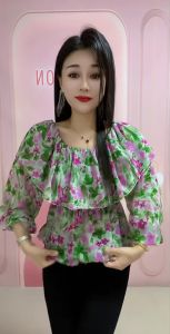 เสื้อเชิ้ตผู้หญิงแขนยาวสไตล์เกาหลี ทรงเข้ารูป ลายดอกไม้ คอลเลกชั่นฤดูใบไม้ผลิและฤดูใบไม้ร่วง เสื้อผ้าทำงาน แฟชั่น