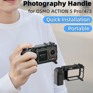 Street Hand Grip Kit For DJI Osmo Action 5 Pro/4/3 Grip Mount Quick Release Rabbit Cage with Shutter Button Protective Frame