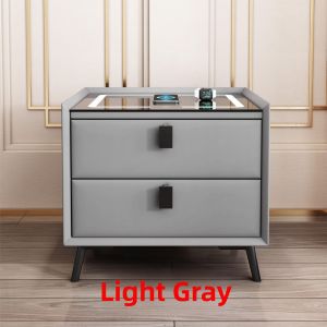 DANBIYIN | Intelligent Bedside Cabinet Minimalist Modern Small Household Leather Two Drawers Wireless Charging Fingerprint
