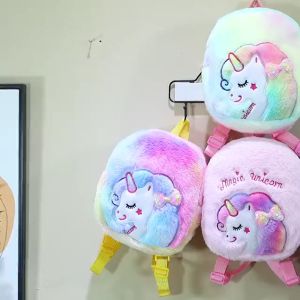 FH-T54 Tas Ransel Anak Karakter Kuda Pony Rainbow Model Bulu Halus / Tas Sekolah Anak Paud TK Lucu