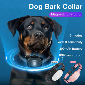 Magnetic Charging Anti Bark Dog Collar Bark Stopper Electric Shock Vibration Beep Sound Collar Waterproof Dogs Training Collar