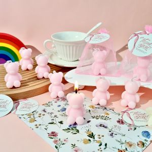 10 ชุดเบบี้ชาวเวอร์ชุดเทียนหมีเล็ก เทียนหมีมินิสำหรับอาบน้ำเด็กงานแต่งงานเพศเปิดเผยของขวัญแขกงานเลี้ยงวันเกิด