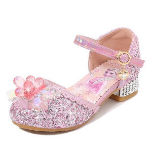 รองเท้าแตะเจ้าหญิงคริสตัล Shining Crystal Princess Shoes รองเท้าเด็กผู้หญิง รองเท้าแตะพื้นนุ่ม หัวเข็มขัด รองเท้าส้นสูง Esha รองเท้าแตะส้นแบน