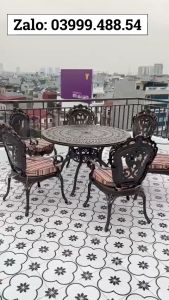 Bộ bàn ghế ban công ngoài trời Nhôm đúc Bàn ghế sân vườn ngoài trời Tròn Bàn ghế ngoài trời - BO25