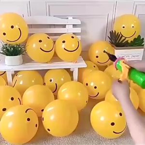 luvabella ลูกโป่งหน้ายิ้ม (Set 5/10 ใบ) ลูกโป่งวันเกิดสีเหลืองมัสตาร์ด ขนาด 10 นิ้ว เนื้อหนา 2.2 กรัม