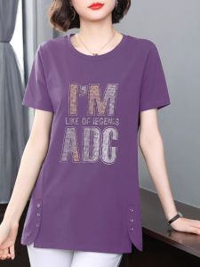 HUAXUNRAN | Áo Thun Tay Ngắn Có Kim Sa Size Lớn Rộng Rãi và Giúp Gọn Gàng