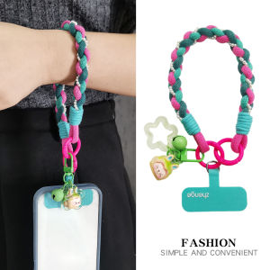 Creative Cotton Rope Phone Strap with Small Beads Short Camera And Mobile Phone Anti-Loss Lanyard Durable Nylon Braid Handheld Design