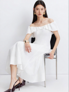Vero Moda | Đầm Dài Tay Trễ Vai Voan Phẳng