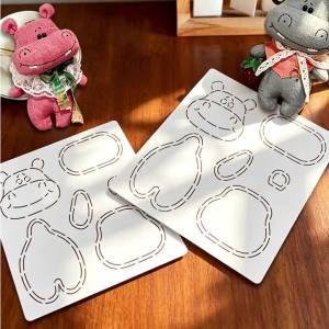 YOMDID 2pcs Lovely Hippo Sewing Template DIY Multiple-Size Hippo Pattern Quilting Template Durable PET Material Sewing Template