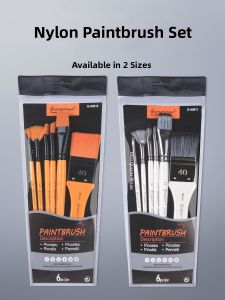 George 6pcs Nylon Brush Painting Set Acrylic Watercolor Oil Painting Brushes Sketching Brushes for Beginners Art Students Professional Art Exam