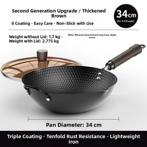 Non-Stick Unglazed Wok Iron Cookware