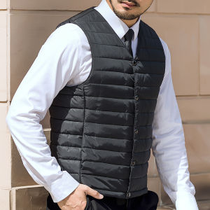 down Cotton-Padded Vest Mens Vest Autumn and Winter Leisure Short Warm Elderly Vest Daddys Outfit
