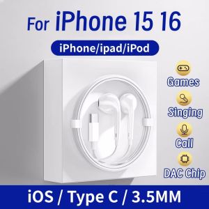 Type C Wired Headphones For Apple iPhone 15 16 14 13 12 11 X XS Pro Max With Mic Earphones Universal Samsung Xiaomi USB-C Phone