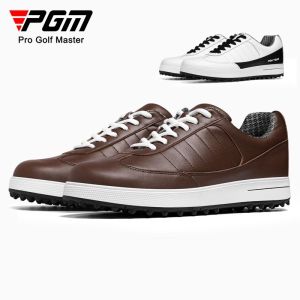 รองเท้ากอล์ฟ PGM หนังวัวชั้นบน ส้นแบน ทรงปกติ รองเท้ากีฬาลำลอง ฤดูใบไม้ร่วง กันน้ำ กันลื่น ไม่มีตะปู รองเท้ากอล์ฟ สำหรับผู้ชาย