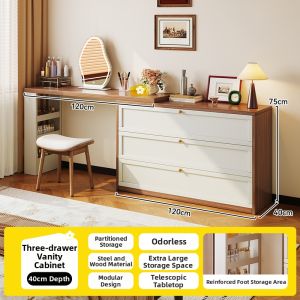 MEISD | Retro Steel Bedroom Corner Makeup Dresser with Nightstand Drawer