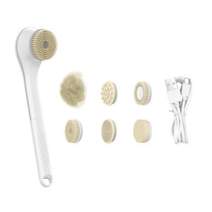 แปรงอาบน้ําไฟฟ้า ชาร์จใหม่ได้ กันน้ํา IPX7 3 สปีด 6-in-1 หัวแปรงอาบน้ําไร้สาย เครื่องมือขัดขี้เกียจ