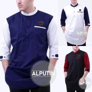 Baju Koko Kurta Pakistan Long Slevee Agam Lengan 3/4 Baju Muslim Pria Terbaru ALPUTIN